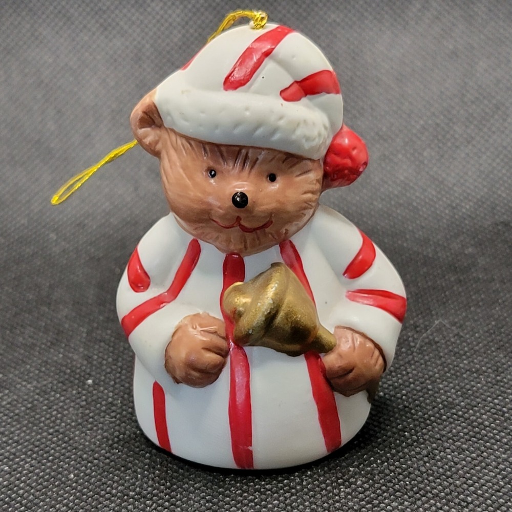 1985 Giftco Sleepy Time Bear Bell Ringers Christmas Ornament -  Good Condition